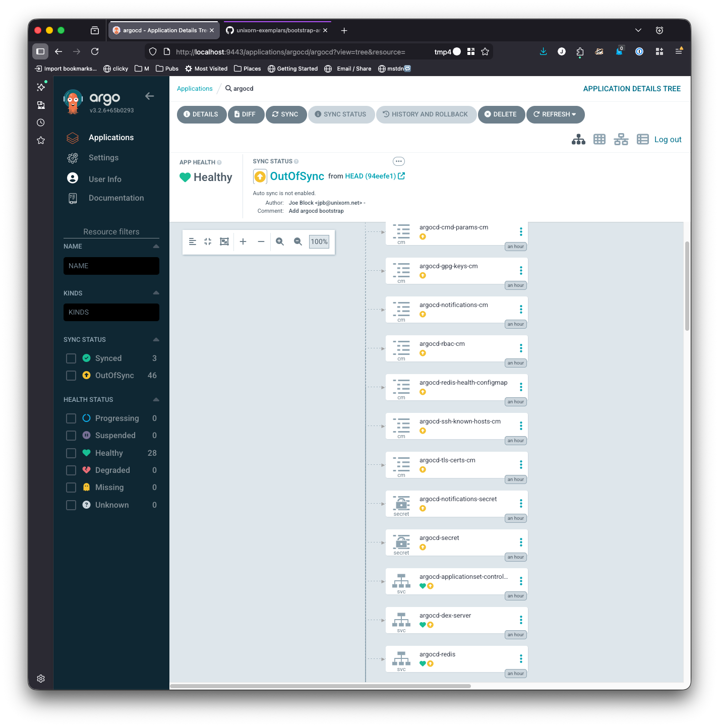 Unsynced Argo CD app map